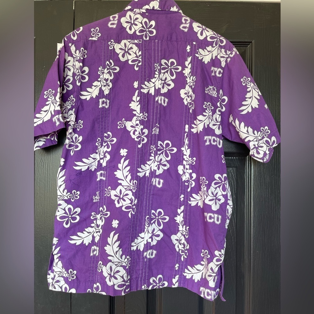 Hawaiiabera TCU Texas Christian University Purple Hawaiian Shirt Men’s Sz S - Picture 5 of 9
